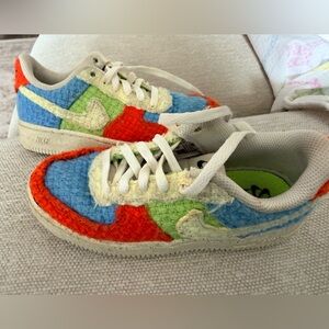 Nike Air Force one low Kids Sneakers - orange , Blue, Green girls size 13c